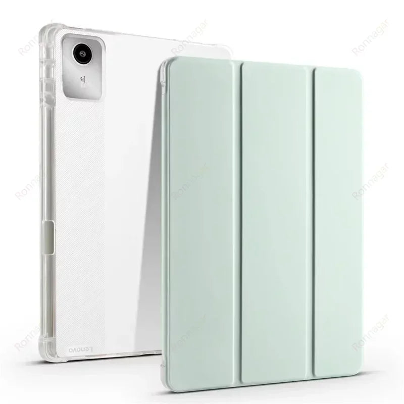 With Pencil Holder Case for Lenovo Tab M11 11" 2024 TB330FU 2025 TB335FC Slim Folding Soft Protective Case Translucent Back Case