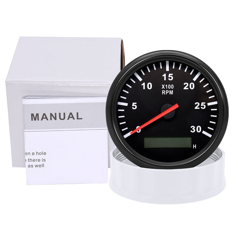 12V/24V 85mm Marine Tacho Meter Gauge LCD Digital Hourmeter Boat Tachometer 3000~8000RPM Toerenteller Hour Meter RPM Sensor - KiwisLove