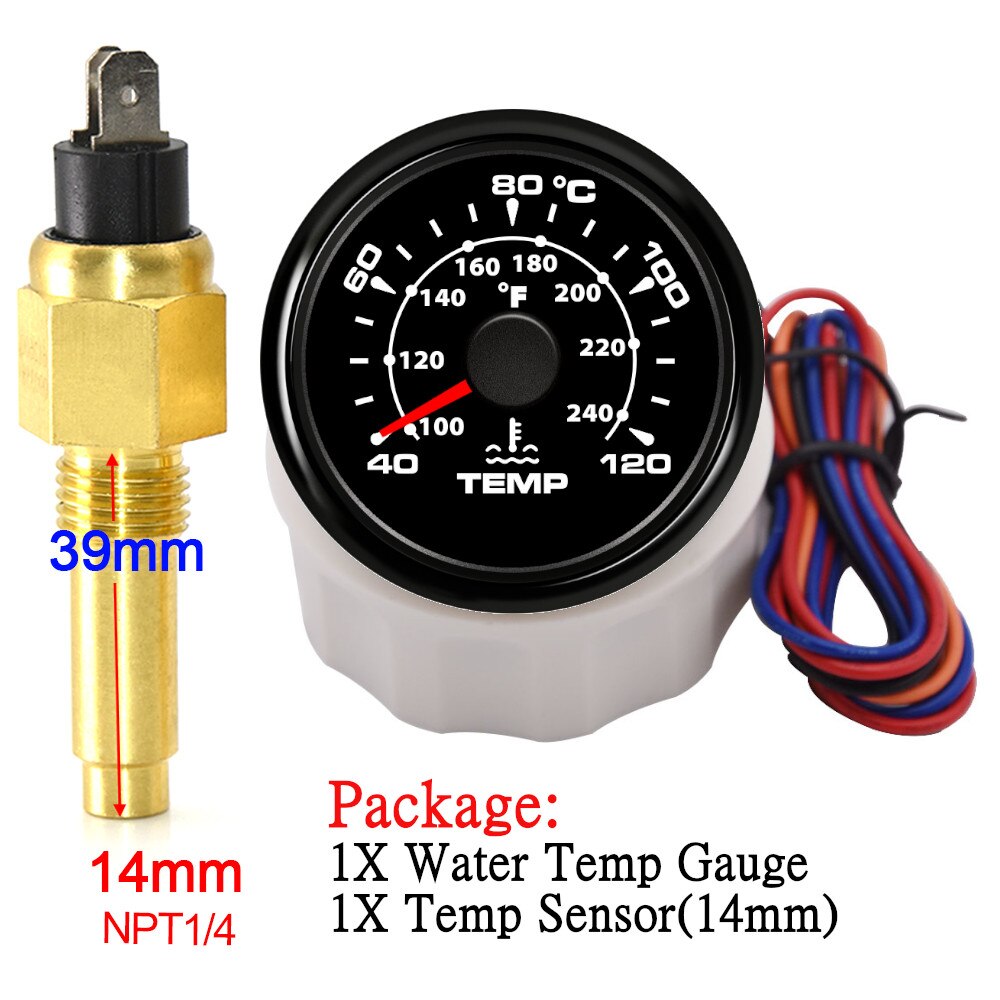 10mm 14mm 17mm 21mm Temperature Sensor + 52mm Water Temperature Gauge Universal for Boat Car Auto Motorcycle Thermometer - KiwisLove