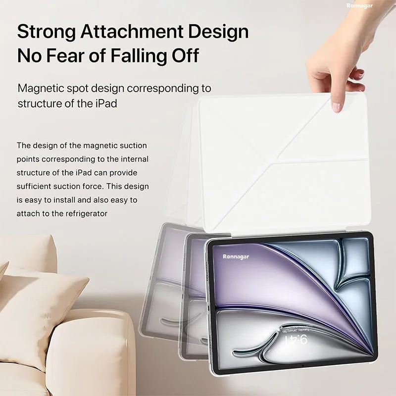 Magnetic Detachable Case for 2025 IPad A16 11th 10th iPad Air11 13 Air4 5 6 Pro11 13 12.9 5 6th Gen Auto Sleep Wake Y-Fold Stand