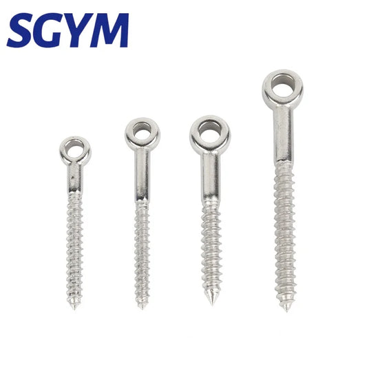 M4/M5/M6/M8/M10 316 Stainless Steel Eye Shape Screws Wood Terminal Ring Eyelet Hooks Self Tapping Wire Rope Accessories