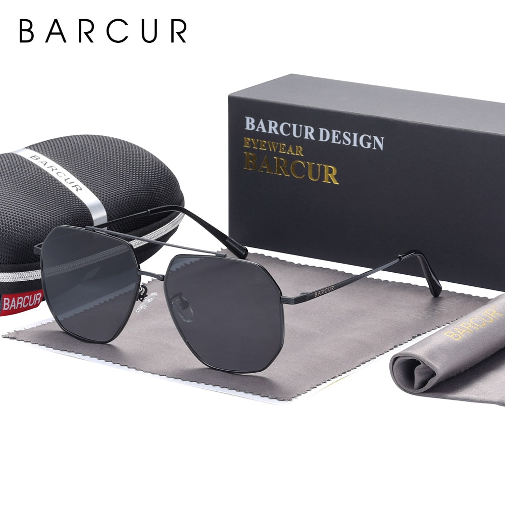 BARCUR Square Glass Lens Men Sun Glasses for Women Polarized Sunglasses Shades Eyewear Gafas De Sol - KiwisLove