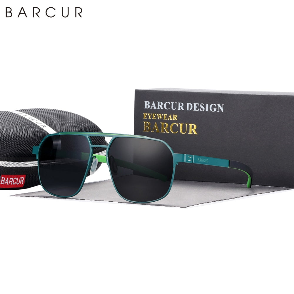 BARCUR Original Brand Designer Sunglasses for Men Polarized Fashion Square Sun Glasses Shades UV400 Eyewear Oculos Gafas De Sol - KiwisLove
