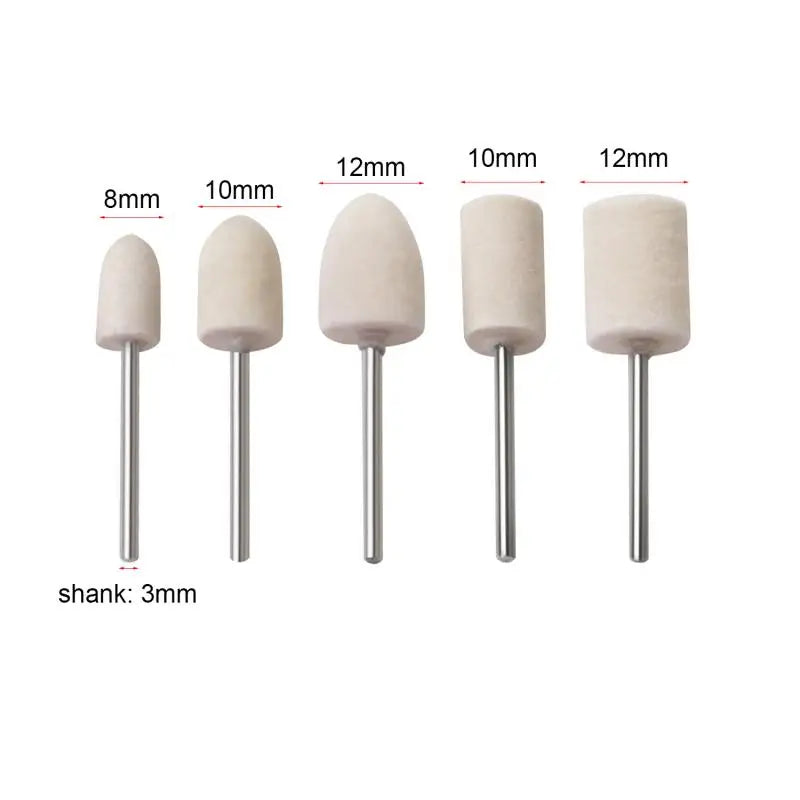 5-50pcs 4-12mm Felt Polishing Buffing Wheel with Shank Wool Felt Polishing Pad Shank Kit Set for Rotary Tools 3mm/6mm Shank