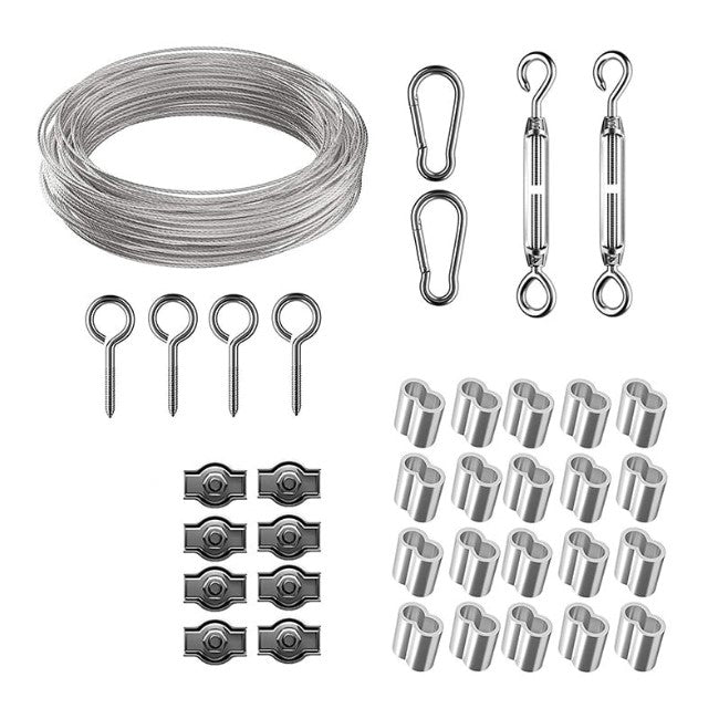 30M Stainless steel rope 2mm kit turnbuckle crimping loops - KiwisLove