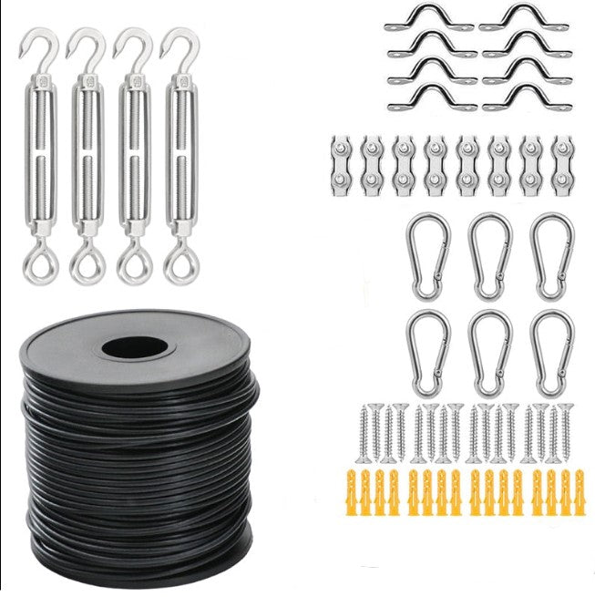 Outdoor Light Guide Suspension Kit Black pvc Coated Wire rope - KiwisLove