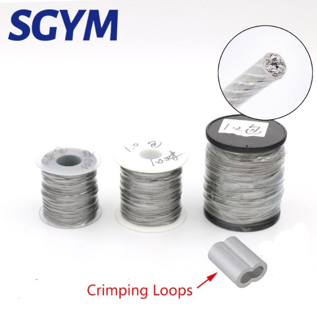 NZ Stock 50m PVC Coated 304 Stainless Steel Wire Rope with 10pcs Aluminum Loops – 0.8mm to 2mm Options - KiwisLove
