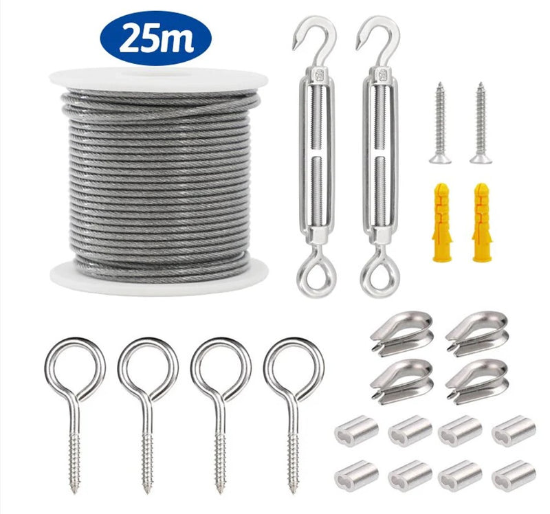 NZ Stock PVC Coated Flexible Wire Rope Soft Cable Transparent Stainless Steel  Kit