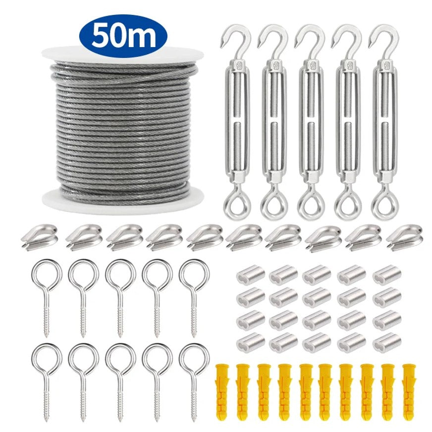 NZ Stock 50M PVC Coated Flexible Wire Rope  Kit - KiwisLove