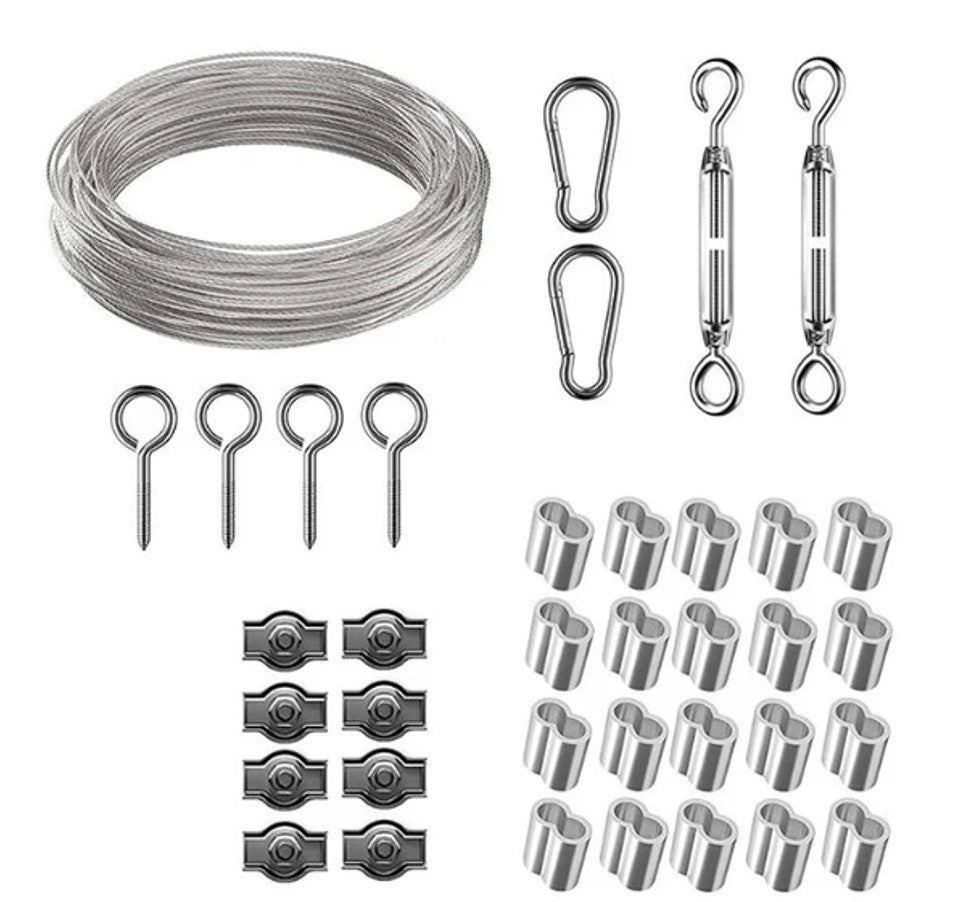 NZ Stock 30M Stainless steel rope 2mm kit turnbuckle crimping loops - KiwisLove