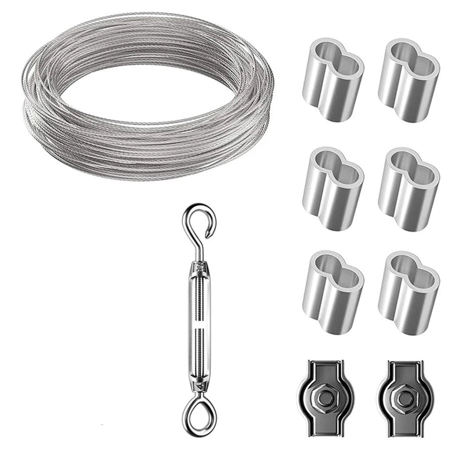 NZ Stock 13m wire rope PVC coated 2mm turnbuckle eyelet  sleeve  clip - KiwisLove