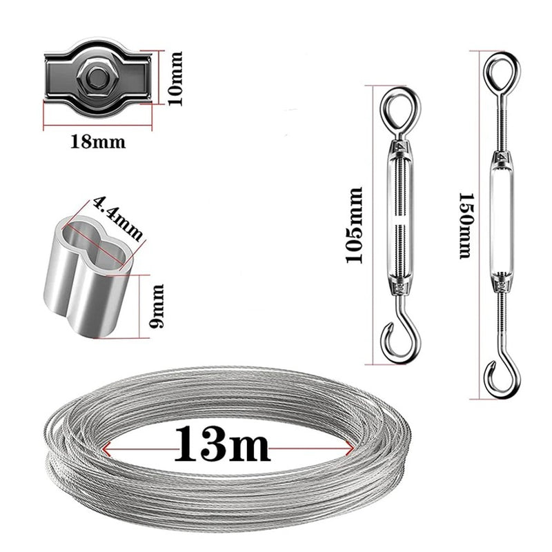 NZ Stock 13m wire rope PVC coated 2mm turnbuckle eyelet  sleeve  clip - KiwisLove