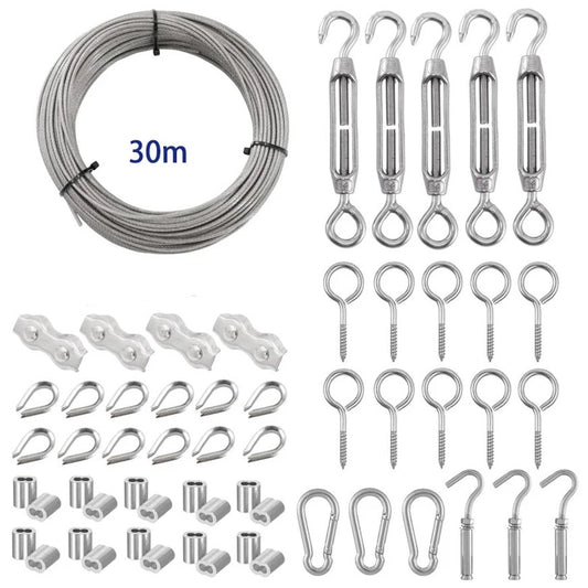 NZ Stock 30M Coated Nylon 2mm Wire Rope Kit Thimble Crimping  Turnbucle - KiwisLove