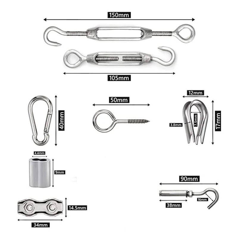 NZ Stock 30M Coated Nylon 2mm Wire Rope Kit Thimble Crimping  Turnbucle - KiwisLove