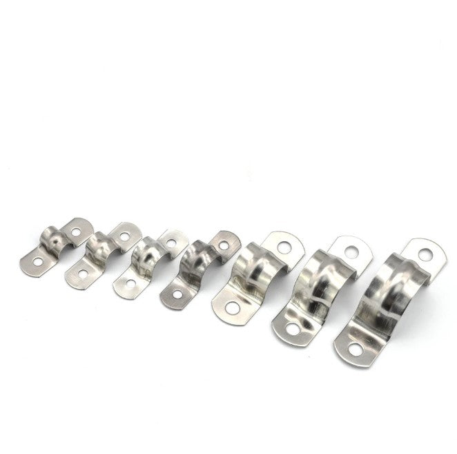 NINDEJIN 2/10pcs U shape pipe clamps 5-100mm stainless steel two hole strap conduit tube clip water pipe plumbing saddle clamps