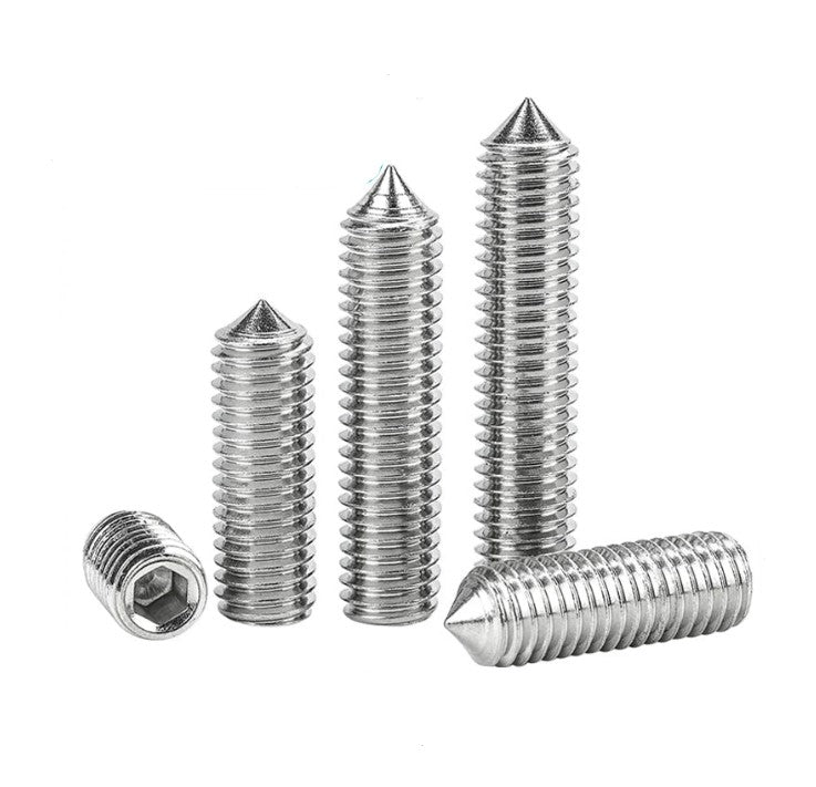 2-50pcs/pack Hexagon Socket Set Screw Cone Point M2 M2.5 M3 M4 M5 M6 M8 M10 M12 304 Stainless Steel Headless Allen Set Screw