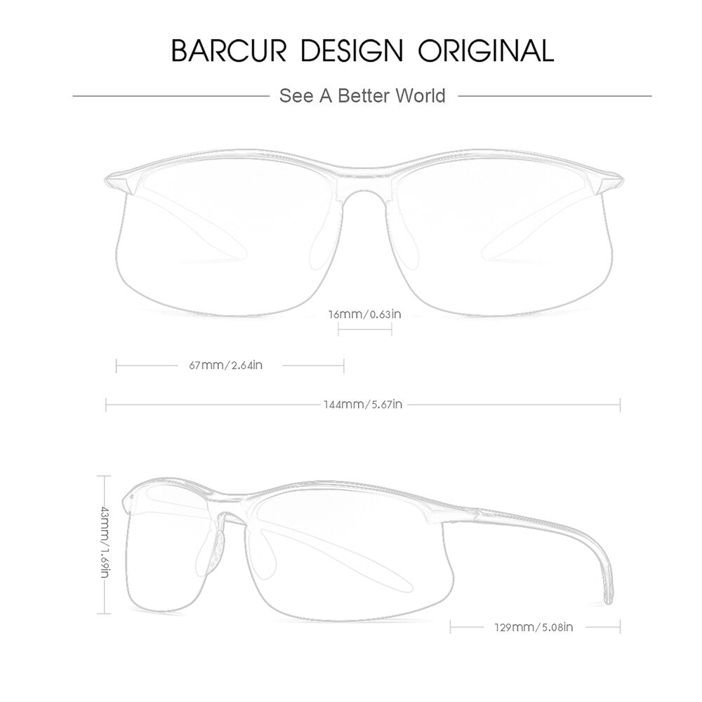 BARCUR Sports P-Cycling Sunglasses Male Polarized Sun Glasses for Men Women Utra Light Travel Fishing Eyewear Accessory Oculos - KiwisLove