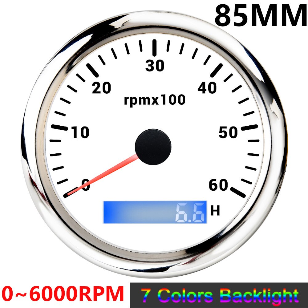 4000 6000 8000 RPM Tachometer Tacho Meter Gauge Hourmeter 7 Colors Backlight 12V/24V 85mm Toerenteller Hour Meter Sensor M16 M18 - KiwisLove