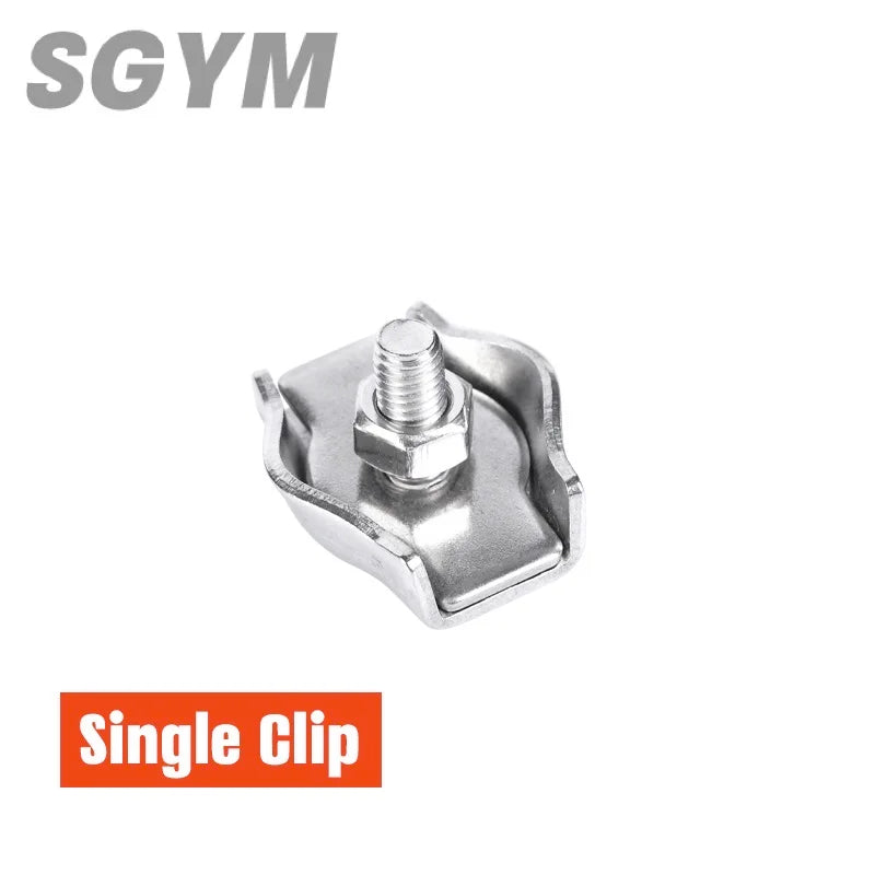 5/12 pcs M2 M3 M4 M5 M6 M8 304Stainless Steel Simplex/Double Post Bolt Clip Wire Rope Cable Clamp Caliper Rope Simple Grip