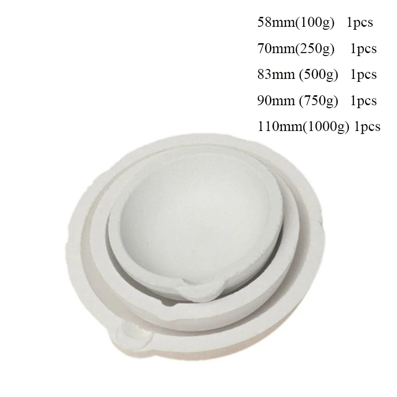 100g-2500g Quartz bowl crucible High Temperature Furnace Melting Casting Refining Silver Jewelry tools