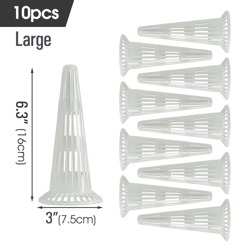 10pcs Plastic Leakproof Cup Flower Pot Bonsai Pot Conical Bottom Net Bottom Coniform Grid Mat Breathable Cup Prevent Soil Loss