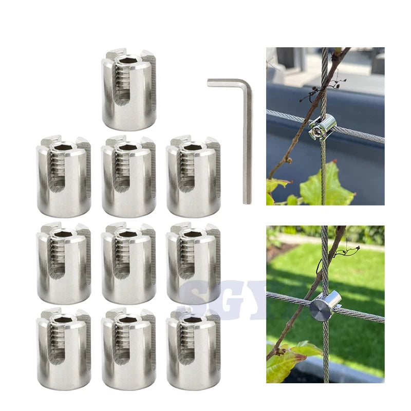 10 PCS M2/M3/M4/M5/M6 Marine Grade Stainless Steel 316 Wire Rope Trellis Systems Green Wall Cross Clip Rope Clamp