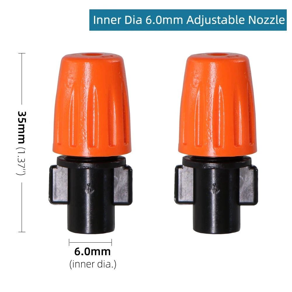 20PCS Adjustable Garden Drip Irrigation Misting Nozzles Dripper Watering Sprayer Atomizing Sprinkler Connect the 4/7mm Tee Conne