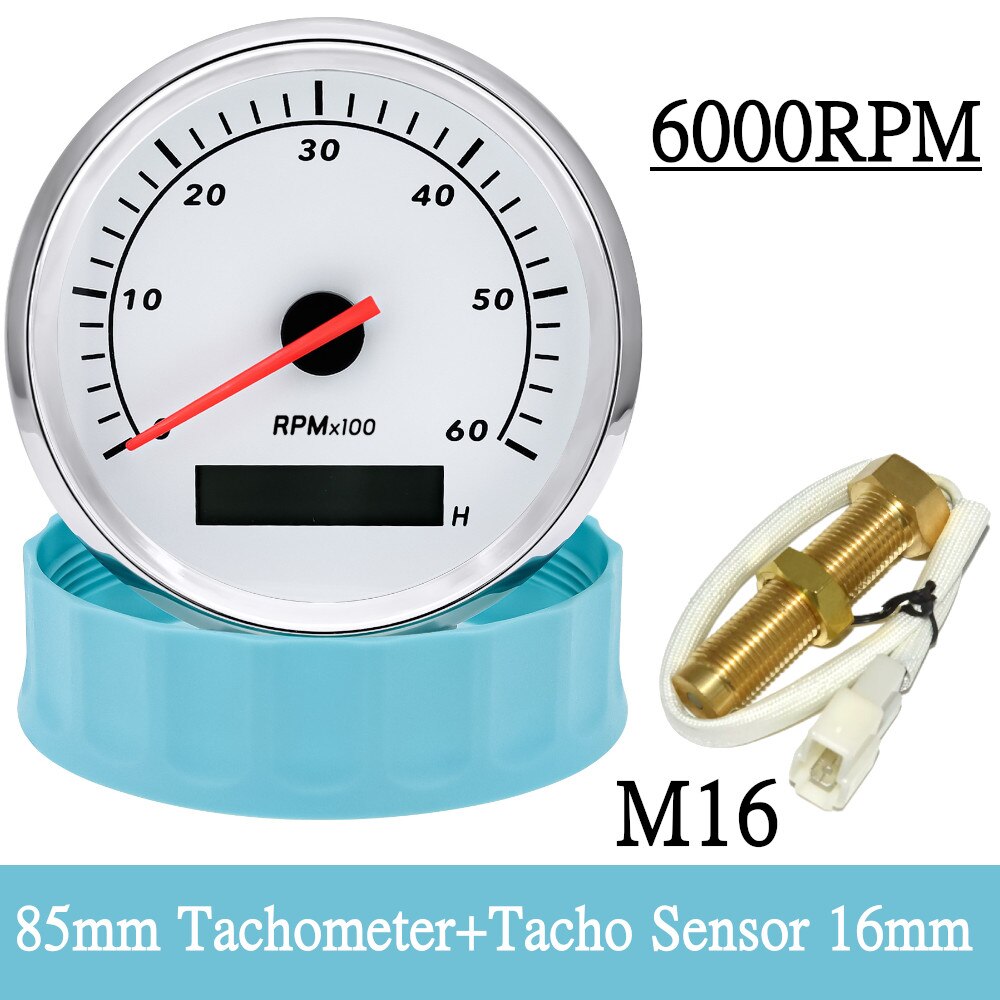 3000RPM 4000RPM Meter Marine Boat Tachometer 85MM Gasoline Diesel Engine Tacho Gauge With LCD Hourmeter For Tacho Sensor M16 M18 - KiwisLove
