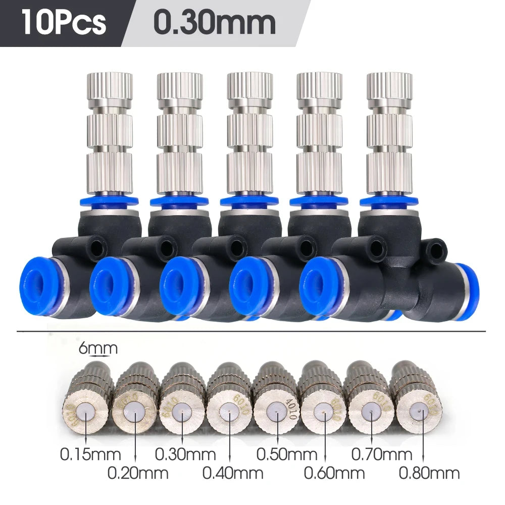10PCS Garden 6mm Irrigation Spray Nozzle With Built-in Filter Low Pressure Cooling System Sliding Lock Outdoor Watering Accessor