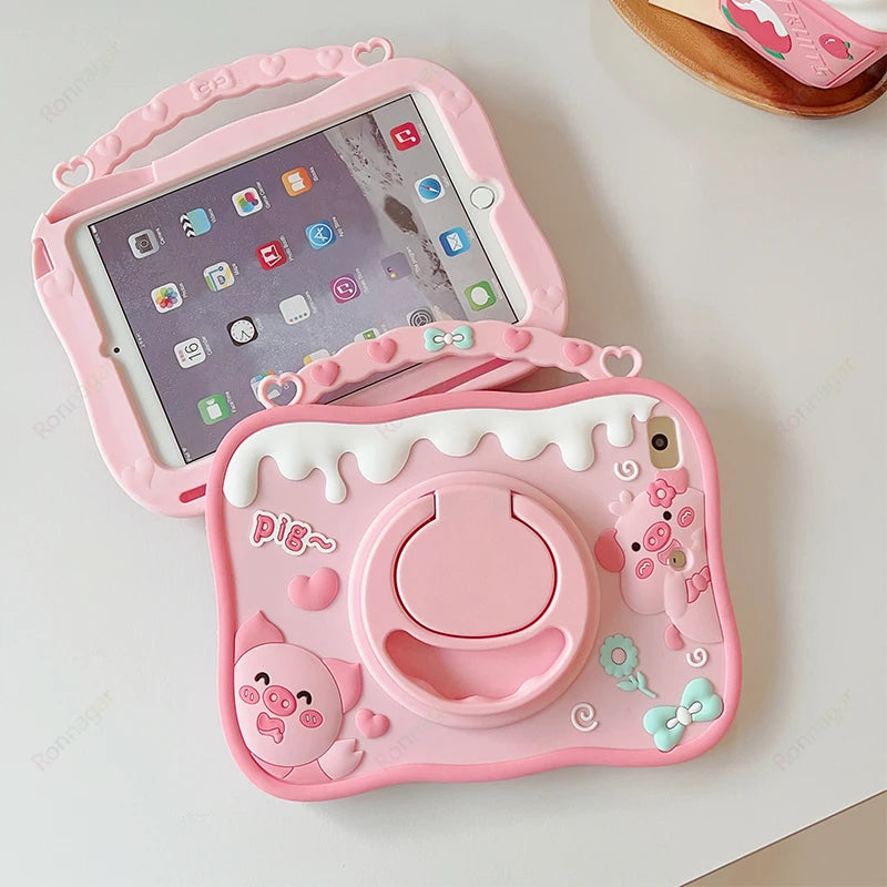 Girls Case for iPad Pro 11 inch/Air 5th/Air 4th Generation 10.9" Cute Cartoon kids Pig Case for iPad Pro 11/Air 10.9/ Air5/ Air4