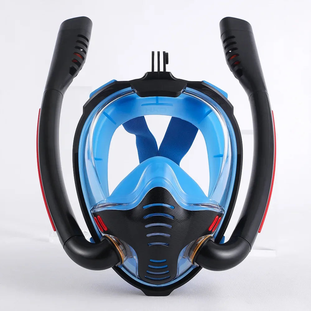Full Face Snorkel Mask with Anti-Fog Wipes 180 Degree Panoramic HD View Snorkeling Mask Anti-Leak Dry Set for Adults and Kids