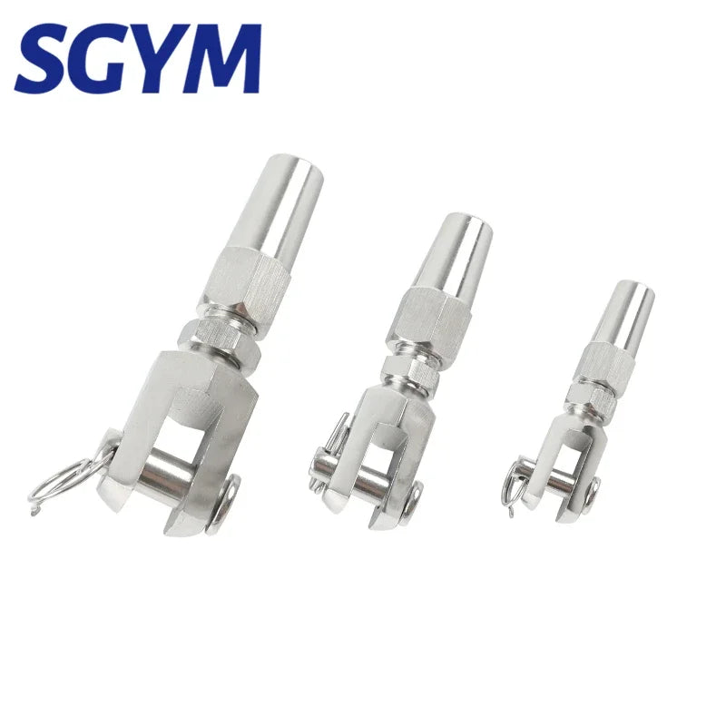 4PCS  6mm Wire Rope 316 Stainless Steel Swageless Fork/Jaw Terminal Cable Railing DIY Fitting Quick Installation Marine Grade