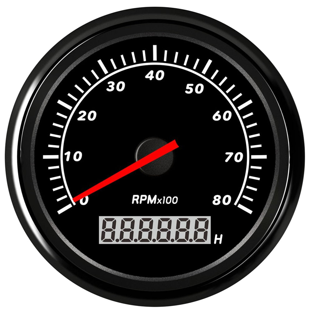 HD 85mm Tachometer For Marine Boat Motorcycle Car 3000 4000 6000 7000 8000 RPM Tacho Gauge With LCD Hourmeter Blue Shell - KiwisLove