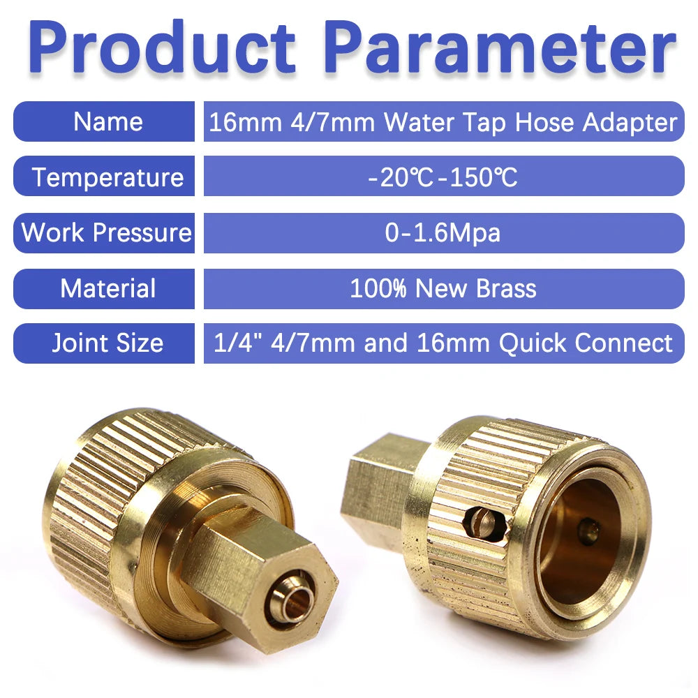 1pc 16mm 1/4" 4/7mm Brass Barb Hose Adapter Garden Watering Fitting Coupler Joint Quick Connector Irrigation Pipe Tube  Article