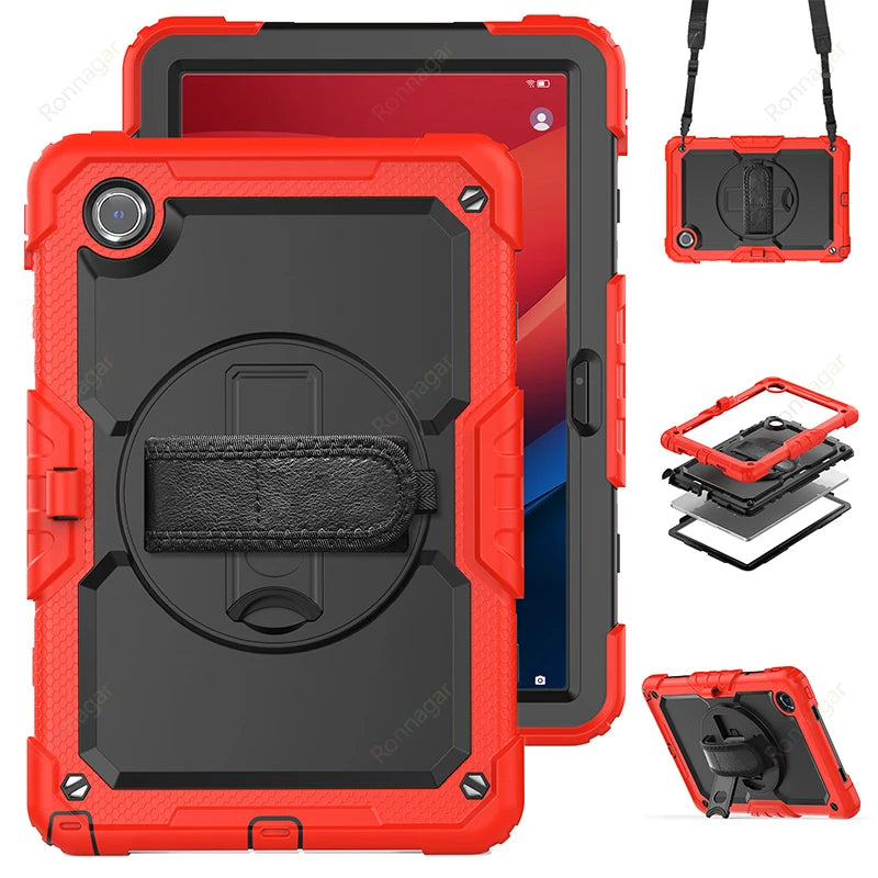 For New Lenovo Xiaoxin Pad 2024 Case TB331FC 11 inch 360 Degree Rotating Hard Armor Case Shoulder Strap Lenovo Tab M11 TB330FU
