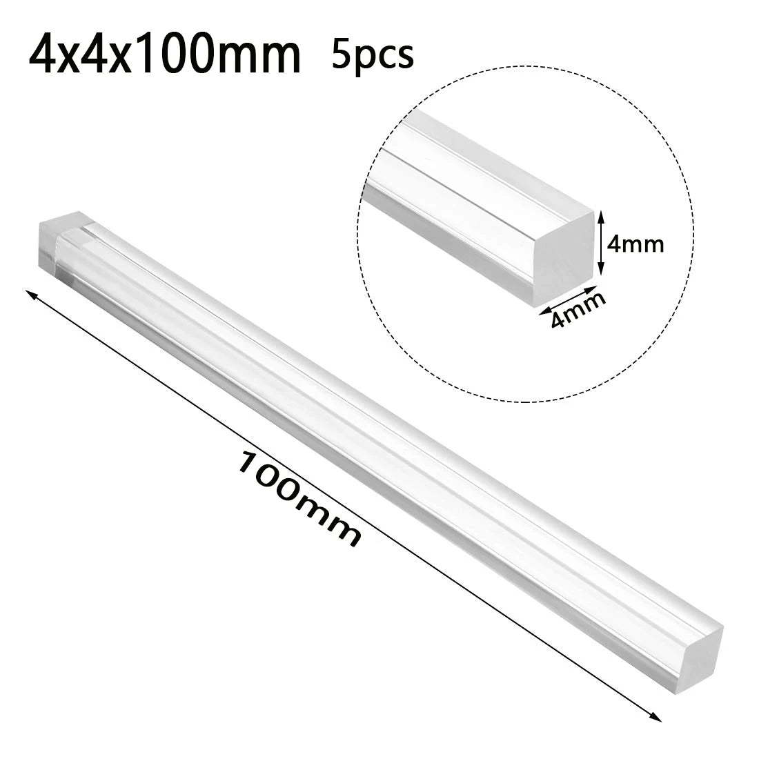 1-10pcs Acrylic square rod, hyaline plastic rod, acrylic rod Length 100-500mm DIY craft architectural model material
