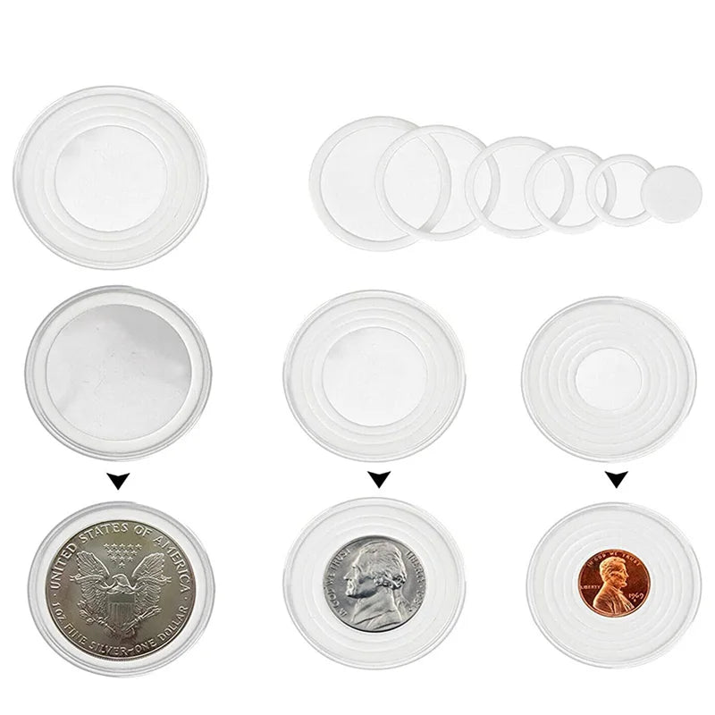 10-50pcs 21/23/24/25-45mm COINNING Capsules Storage Box Clear Plastic Commemorative COINNING Storage Box Coinn Storage Box