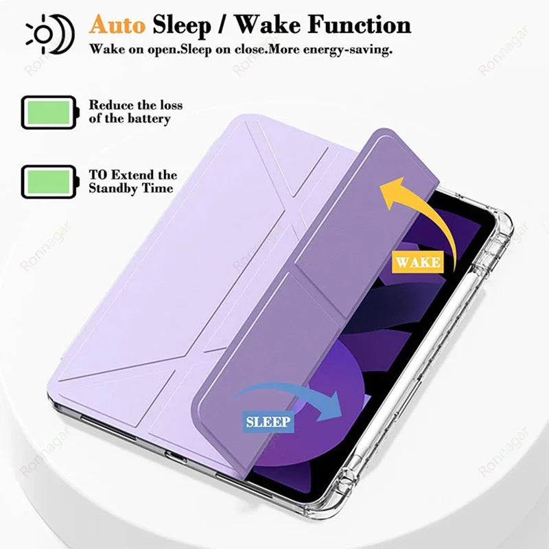 Y folding Case for Samsung Galaxy Tab A11 Plus / A9 Plus 10.9'' 2025 for Galaxy Tab A9/A11 8.7'' A8 X200 Clear Back Pencil hoder