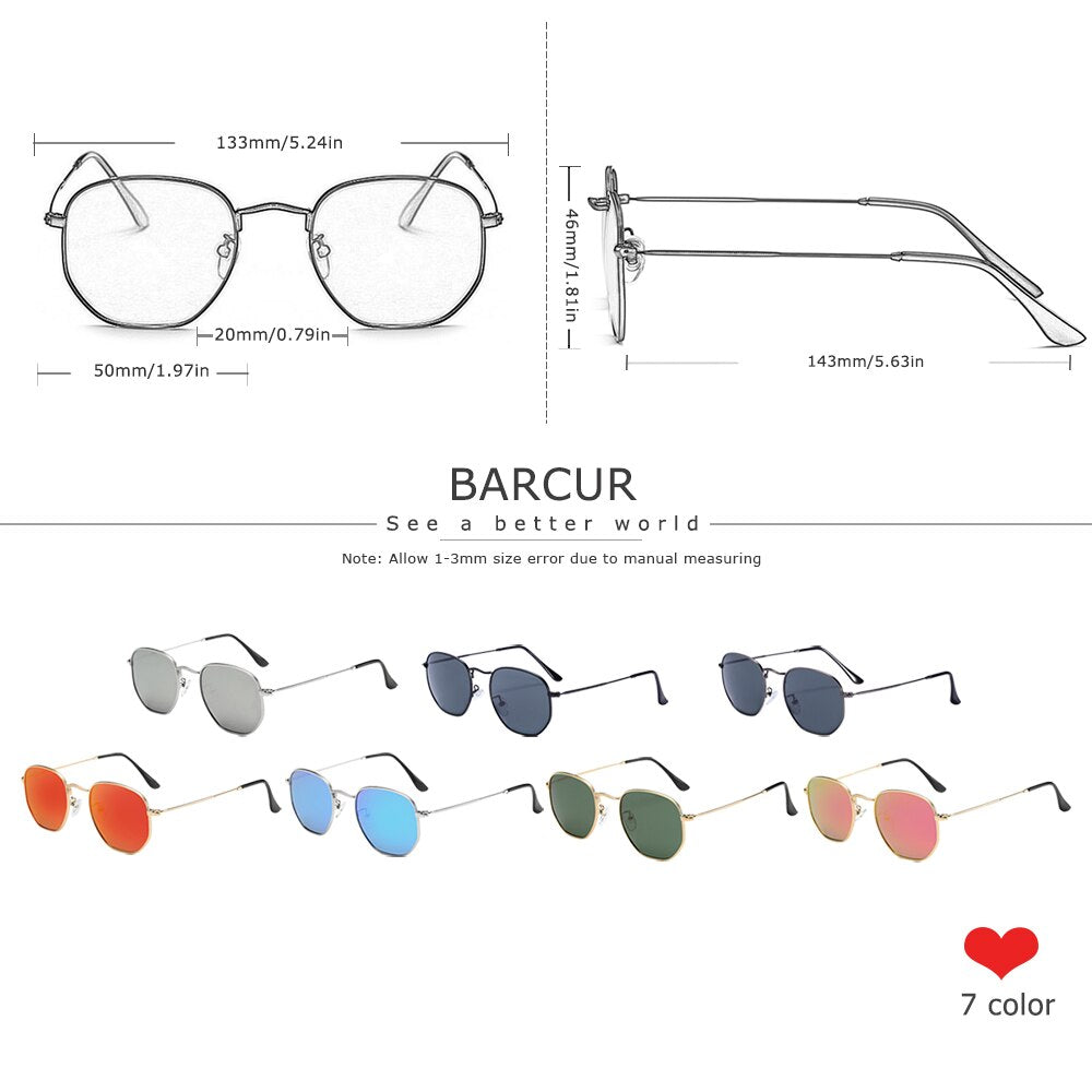 BARCUR Classic Square Sunglasses for Men Polarized Hexagon UVA& Sun Glasses for Woman Light Weight Eyewear Oculos De Sol gafas - KiwisLove