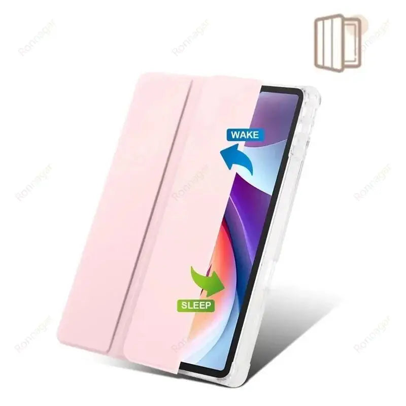 With Pencil Holder Case for Lenovo Tab M11 11" 2024 TB330FU 2025 TB335FC Slim Folding Soft Protective Case Translucent Back Case