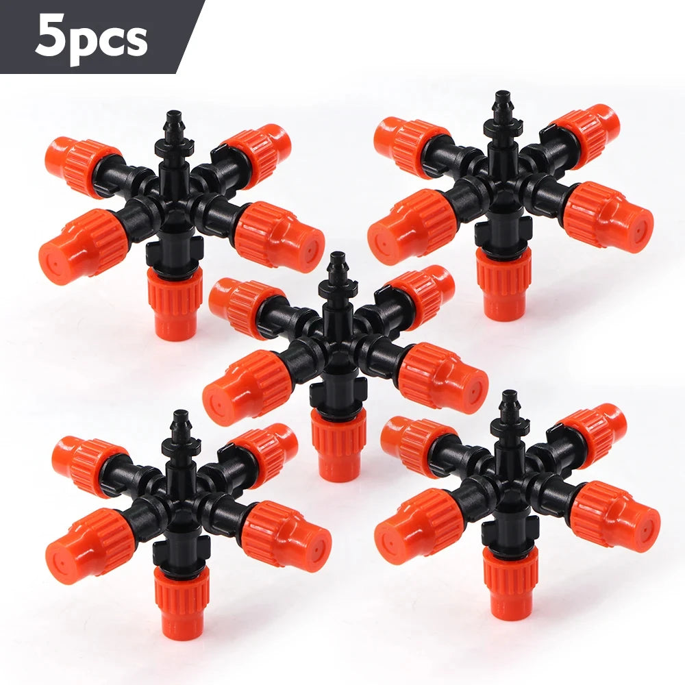 1/4" 4/7mm Adjustable Fine Atomization Sprayer 0-25L/H Misting Nozzle Connector Garden Irrigation Humidification Cooling Fitting