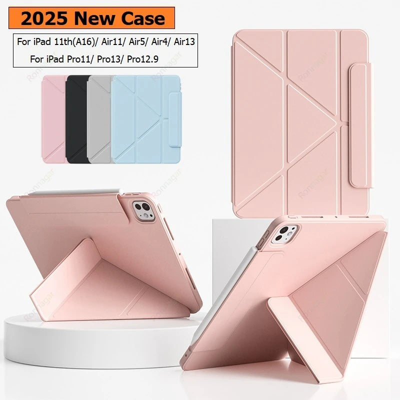 2025 New Y-Folding Case for IPad A16 11th 10th Gen for iPad Air11 13'' Pro11 M4 9th 8th 10.2'' Air4 5 10.9'' Tablet Funda Cover