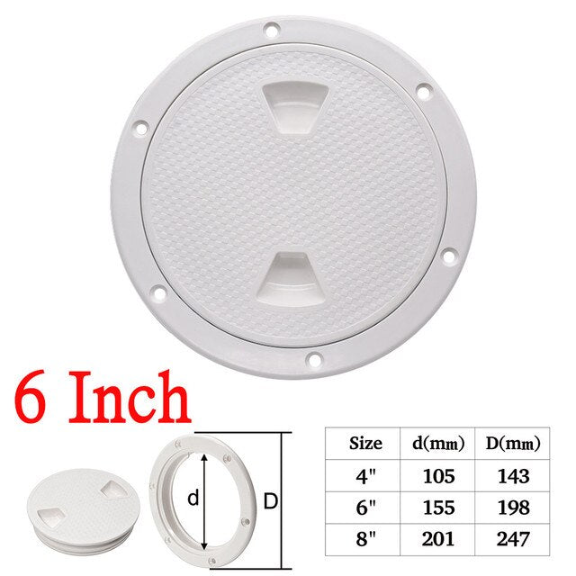 ABS Round Deck Inspection Access Hatch Cover Plastic White Boat Screw Out Deck Inspection Plate For Boat Yacht Marine 4/6/8 inch - KiwisLove