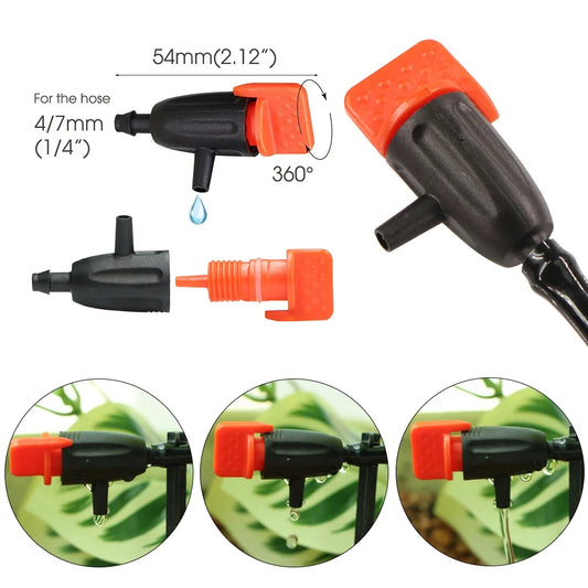 10/20pcs Garden Adjustable Dripper 1/4" Micro Drip Irrigation Emitter for Bonsai Potted Lawn 4/7mm Watering Hose Sprinklers Tool