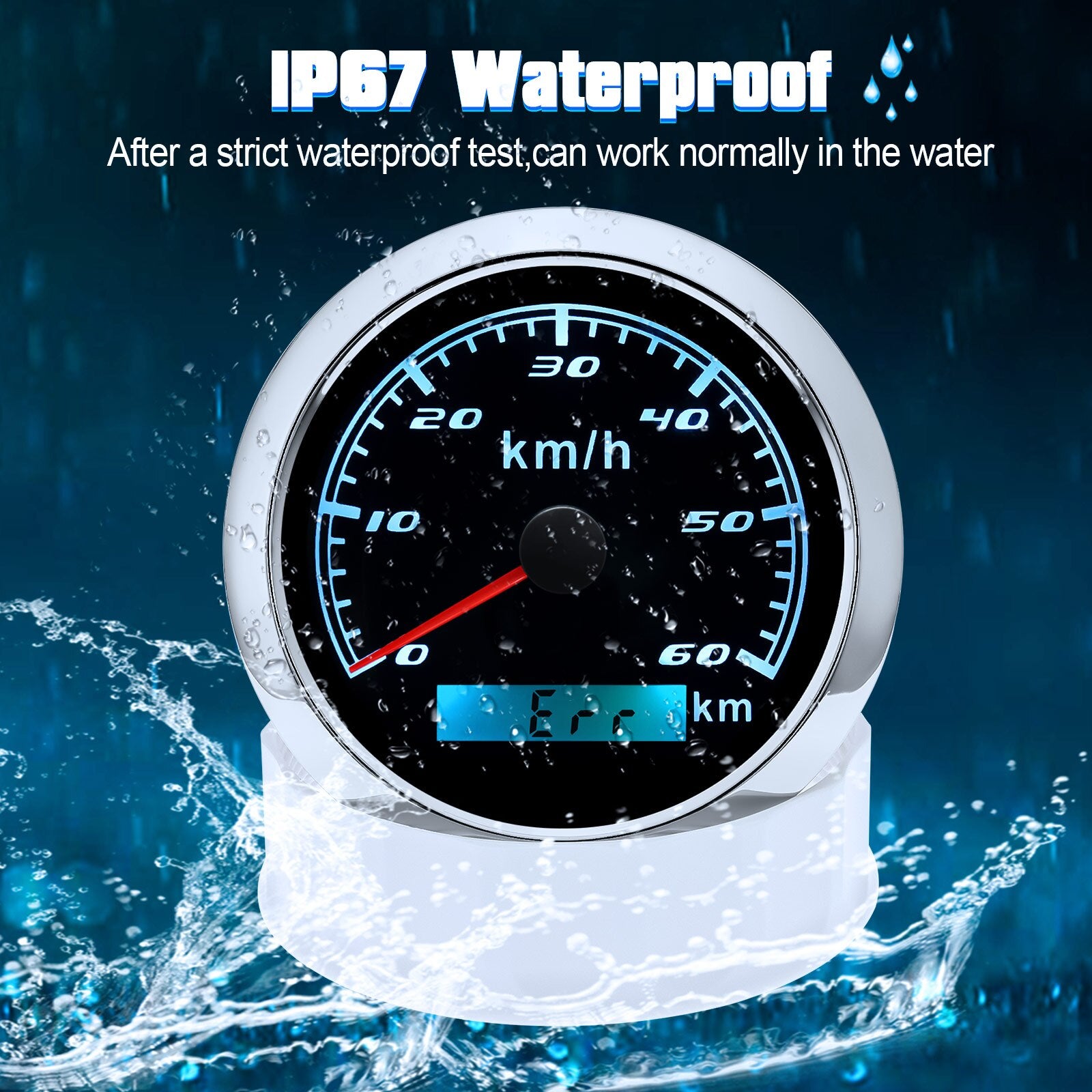 Universal 85mm GPS Speedometer Digital Gauge 30 60 120 200 KMH Odometer For Marine Boat Car ATV With GPS Antenna Red Backlight - KiwisLove