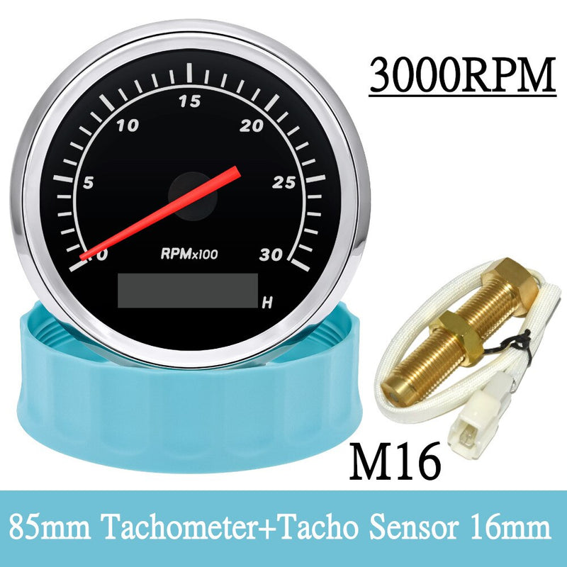 85mm 12/24V Car Boat Tachometer Marine Ship Tacho Meter 3000 RPM 4K/6K/7K/8K Sensor Gauge For Diesel Gasoline Engine Outboard - KiwisLove