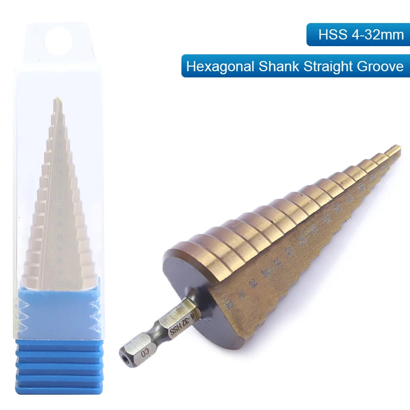 NINDEJIN M35 Cobalt Step Drill Bit 4-32mm Triangular Hex HSS Step Drill Bit for Stainless Steel Hole Drill Metal Aluminum Wood - KiwisLove