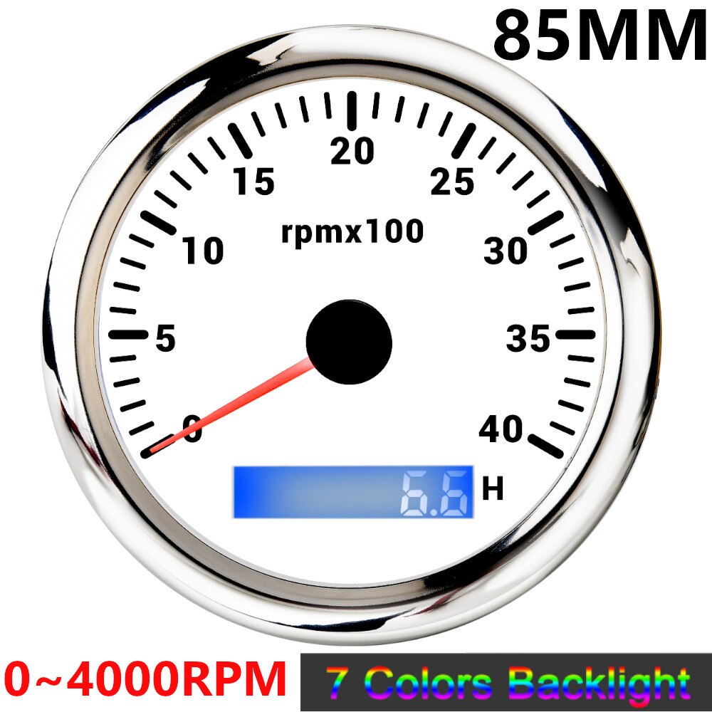 HD 8K 6K 4K 3K 8000rpm Boat Tachometer Marine Tacho Meter Gauge LCD Hourmeter 85mm Car Tachometer Toerenteller 7Colors Backlight - KiwisLove
