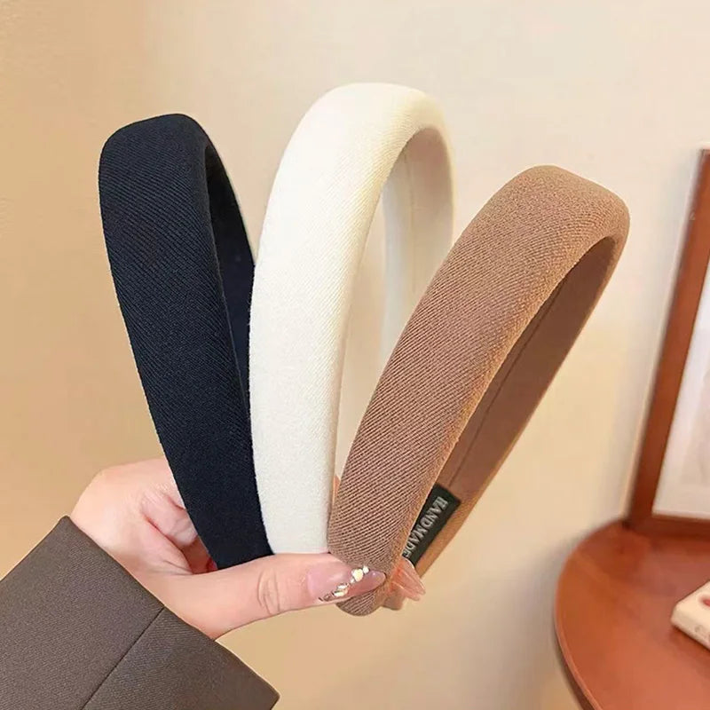 1/2/3/5pcs Wild Solid Color Sponge Headband for Women Fashion Girl Wash Face Wide Edge Simple Hair Band