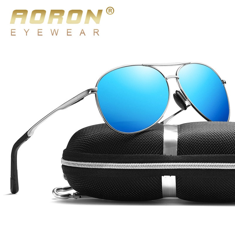 AORON New Polarized Men Sunglasses Classic Pilot Driving Sun Glasses Metal Frame Mirror Lens Sunglasses Men/Women - KiwisLove